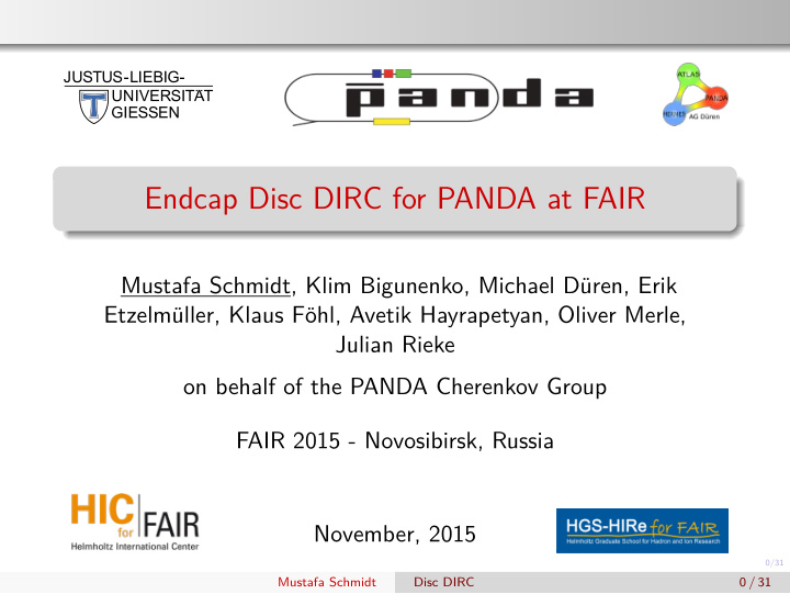 endcap disc dirc for panda at fair
