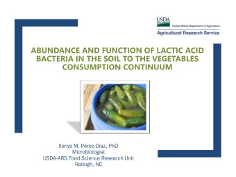 ABUNDANCE AND FUNCTION OF LACTIC ACID  BACTERIA IN THE SOIL TO THE VEGETABLES  CONSUMPTION