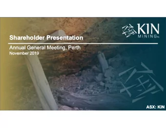 Shareholder Presentation  Shareholder Presentation  Annual General Meeting, Perth  Annual General