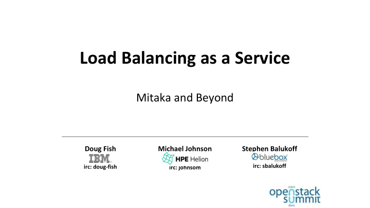 load balancing as a service