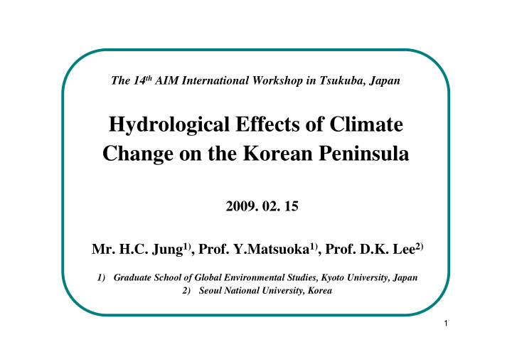 hydrological effects of climate change on the korean