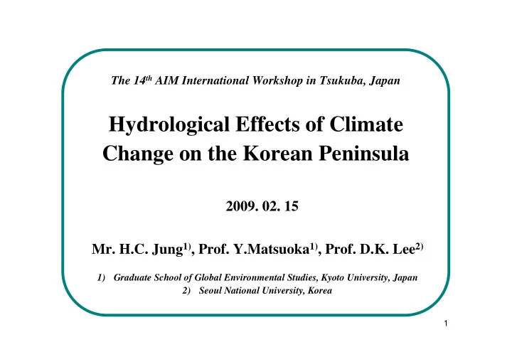 hydrological effects of climate change on the korean