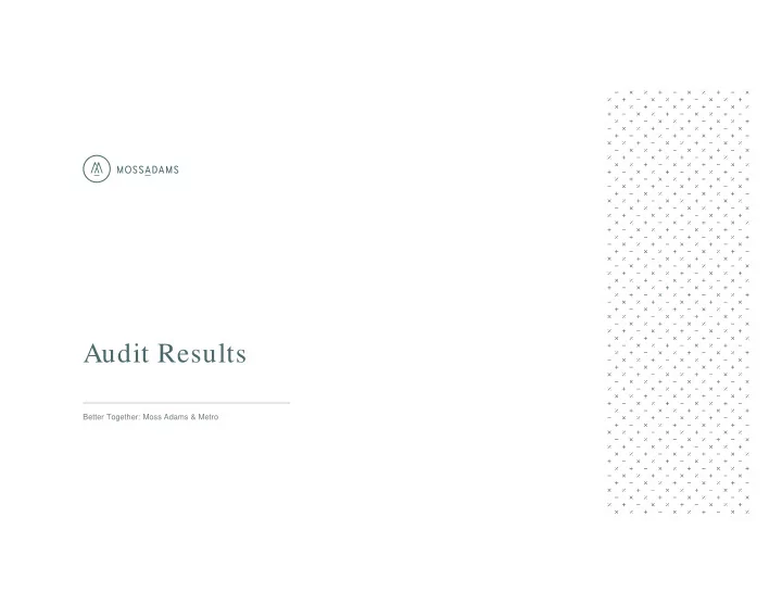 audit results