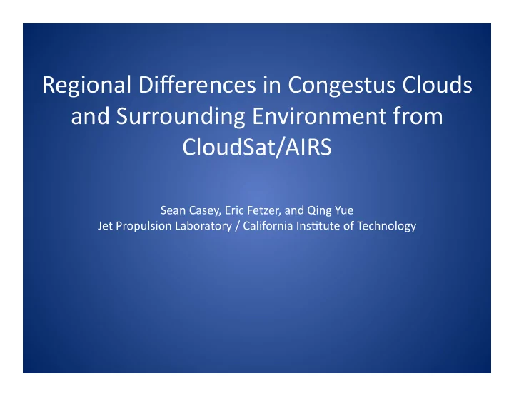 regional differences in congestus clouds and surrounding