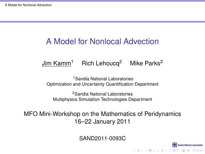a model for nonlocal advection