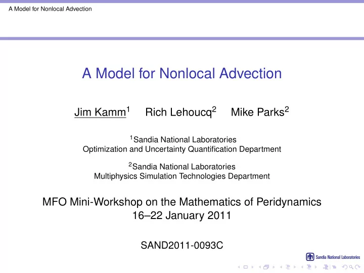 a model for nonlocal advection