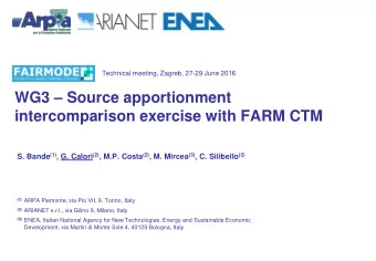 WG3  Source apportionment  intercomparison exercise with FARM CTM S. Bande (1) , G. Calori (2) ,