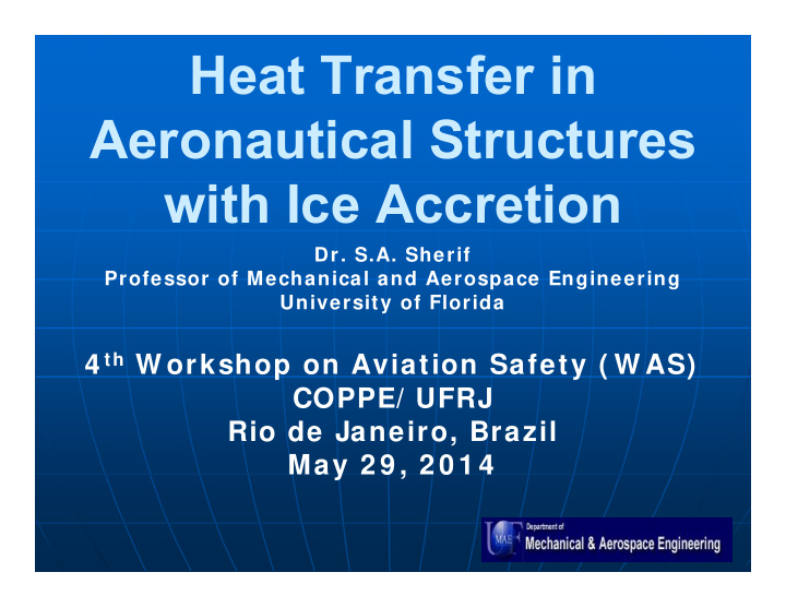 heat transfer in aeronautical structures with ice