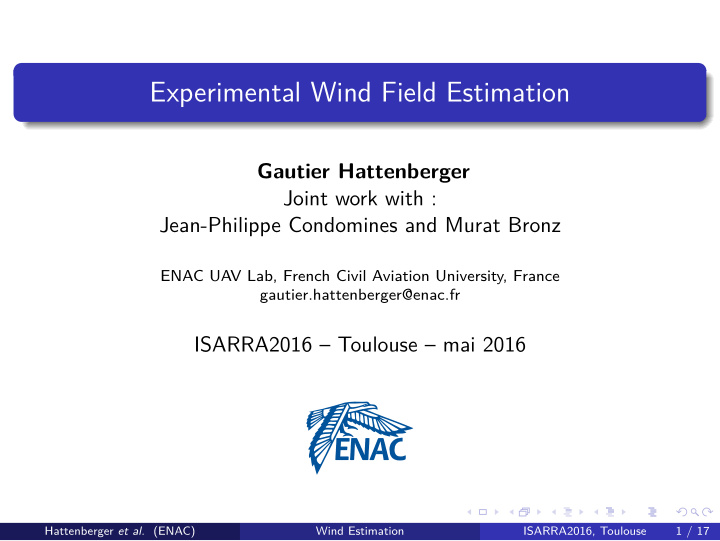 experimental wind field estimation