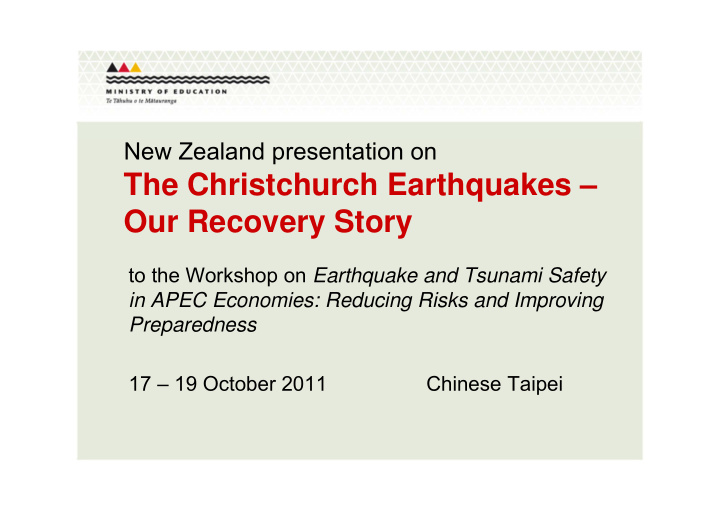 the christchurch earthquakes our recovery story