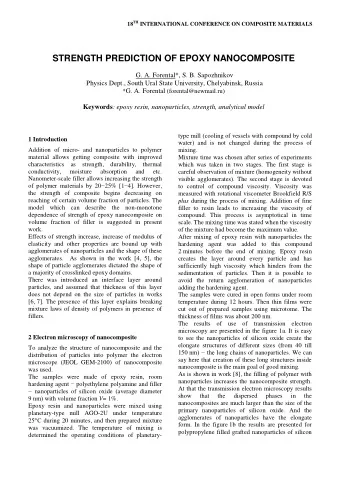 STRENGTH PREDICTION OF EPOXY NANOCOMPOSITE  G. A. Forental*, S. B. Sapozhnikov  Physics Dept.,