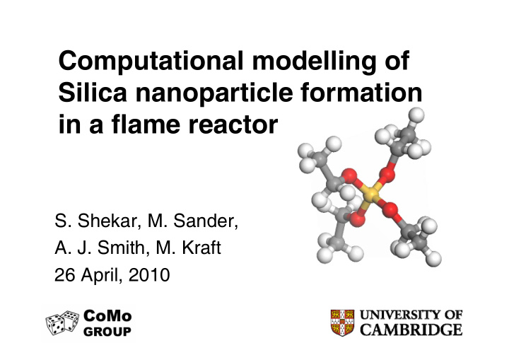computational modelling of silica nanoparticle formation