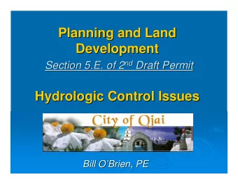 Planning and Land  Planning and Land  Development  Development nd Draft Permit Section 5.E. of 2 nd