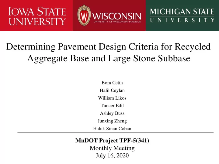 determining pavement design criteria for recycled