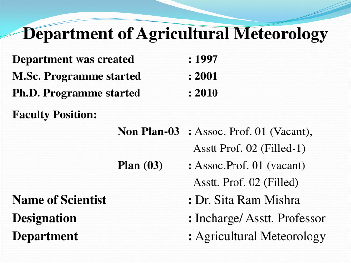 department of agricultural meteorology