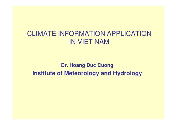 climate information application in viet nam