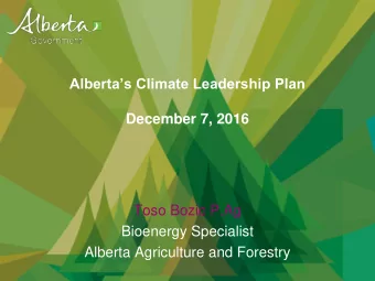 Alberta Agriculture and Forestry Albertas Climate Leadership Plan  National Context  An