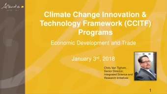 Climate Change Innovation &amp;  Technology Framework (CCITF)  Programs  Economic Development and