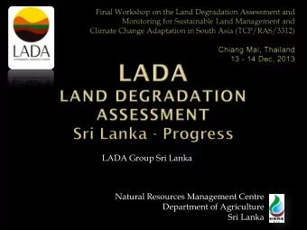 LADA Group Sri Lanka  Natural Resources Management Centre  Department of Agriculture  Sri Lanka