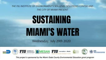 AGENDA u 12:00-12:03PM  Welcome: Sea Level Solutions Center, FIU Institute of  Environment: