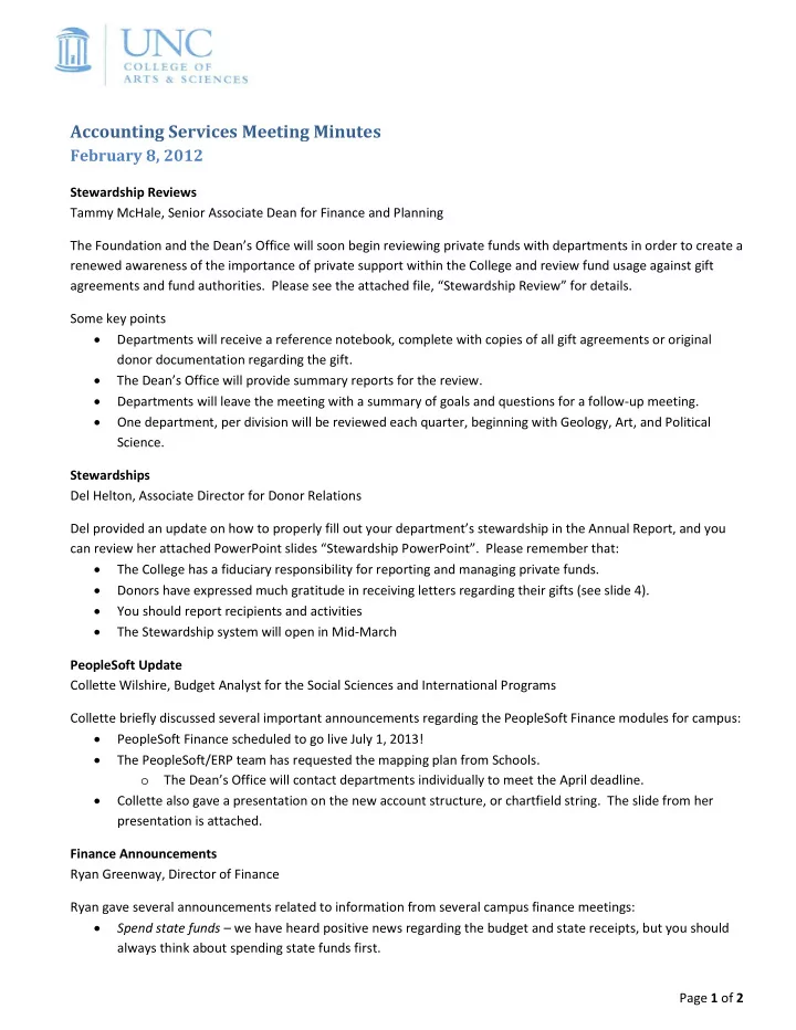 accounting services meeting minutes