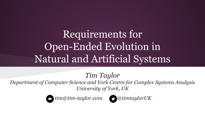 requirements for open ended evolution in natural and