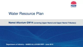 Water Resource Plan Namoi Alluvium GW14 (covering Upper Namoi and Upper Namoi Tributary) Department