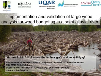 analysis for wood budgeting in a semi-alluvial river *Maxime Boivin 1, 2,3 ; Thomas