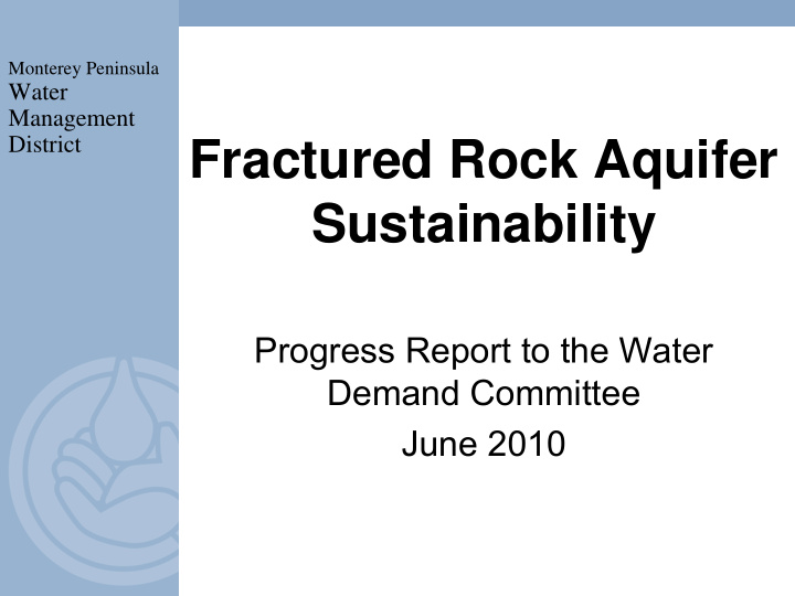 fractured rock aquifer sustainability