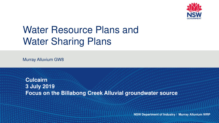 water resource plans and water sharing plans