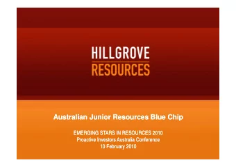 Australian Junior Resources Blue Chip  Australian Junior Resources Blue Chip  EMERGING STARS IN