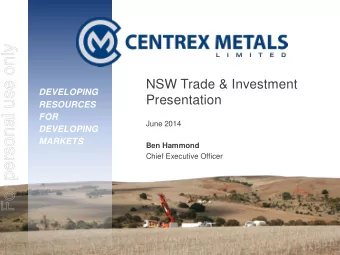For personal use only  NSW Trade &amp; Investment  DEVELOPING  Presentation  RESOURCES  FOR  June