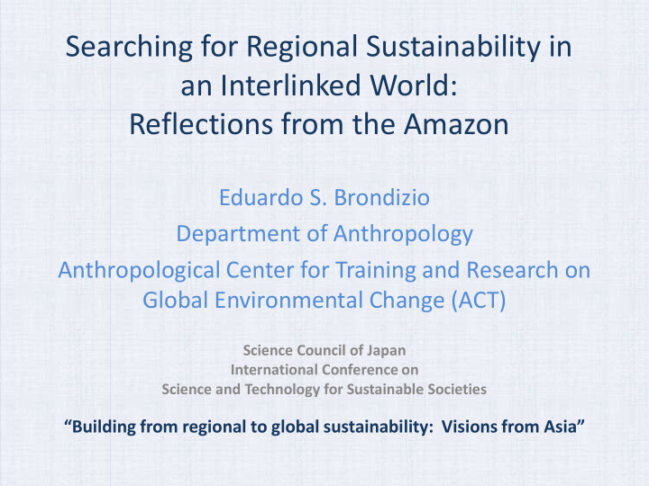 searching for regional sustainability in