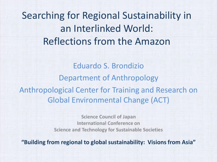 searching for regional sustainability in