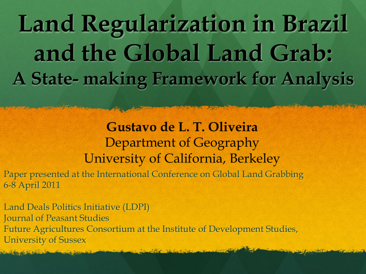 land regularization in brazil and the global land grab