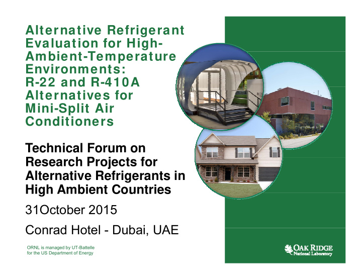 alternative refrigerant evaluation for high a ambient