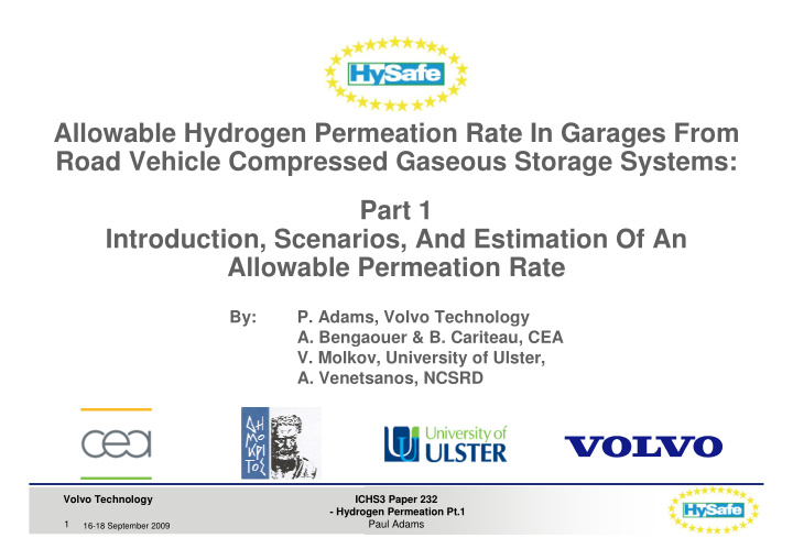 allowable hydrogen permeation rate in garages from road