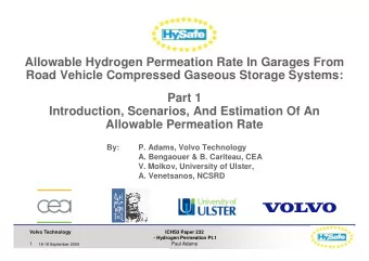 Allowable Hydrogen Permeation Rate In Garages From  Road Vehicle Compressed Gaseous Storage
