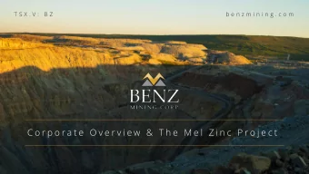 C o r p o r a t e  O v e r v i e w  &amp;  T h e  M e l  Z i n c  P r o j e c t  Cautional