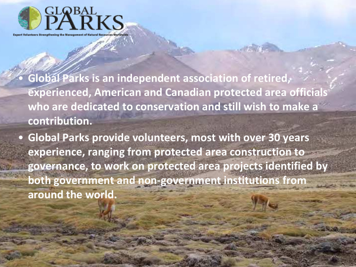 global parks is an independent association of retired