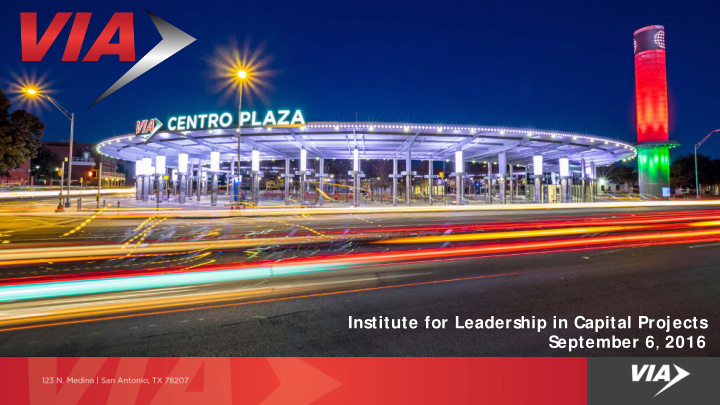 institute for leadership in capital projects september 6