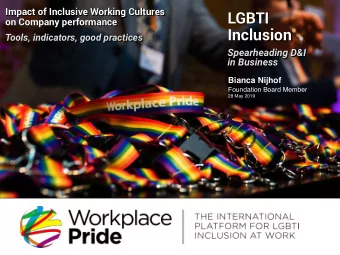 LGBTI  on Company performance  Inclusion  Tools, indicators, good practices  Spearheading D&amp;I