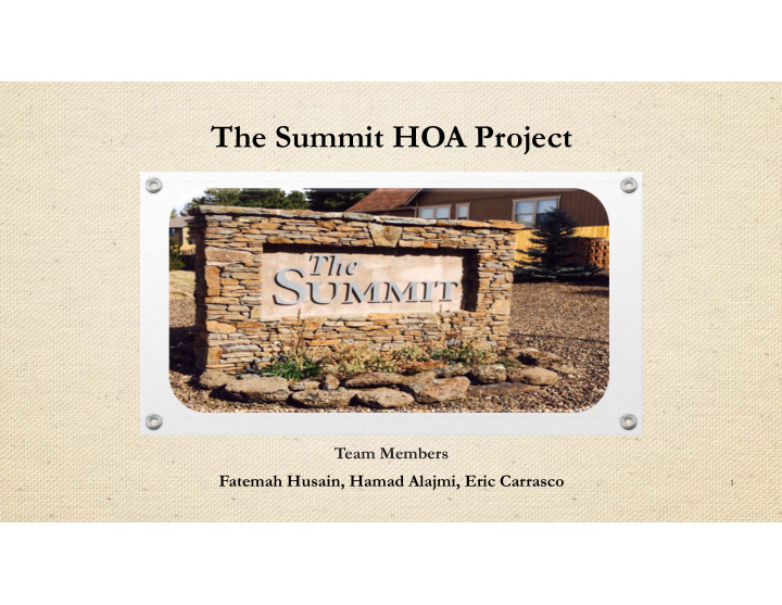 the summit hoa project