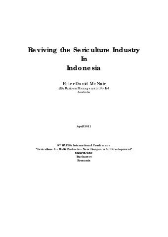 R  e viving the  Se r  ic ultur  e  Industr  y  In  Indone sia  Pe te r Da vid Mc Na ir  SE  A
