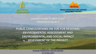 PUBLIC CONSULTATIONS ON TOR FOR REGIONAL  ENVIRONMENTAL ASSESSEMENT AND  ENVIRONMENTAL AND SOCIAL