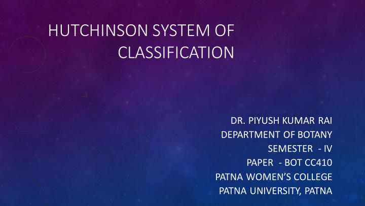 hutchinson system of classification