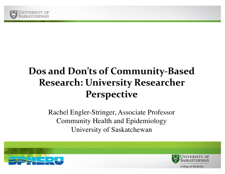 dos and don ts of community based research university