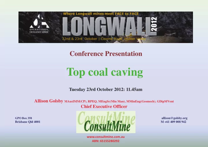 top coal oal caving