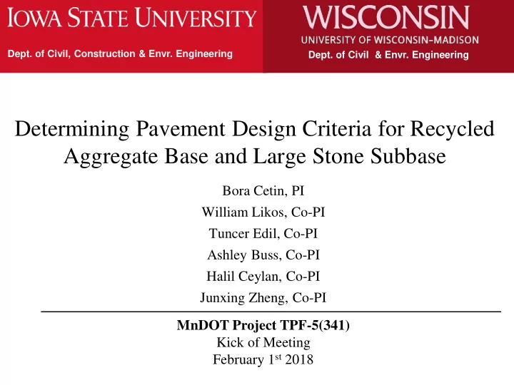 determining pavement design criteria for recycled
