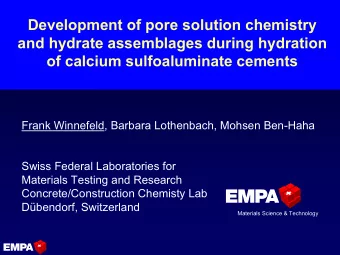 Development of pore solution chemistry  and hydrate assemblages during hydration  of calcium